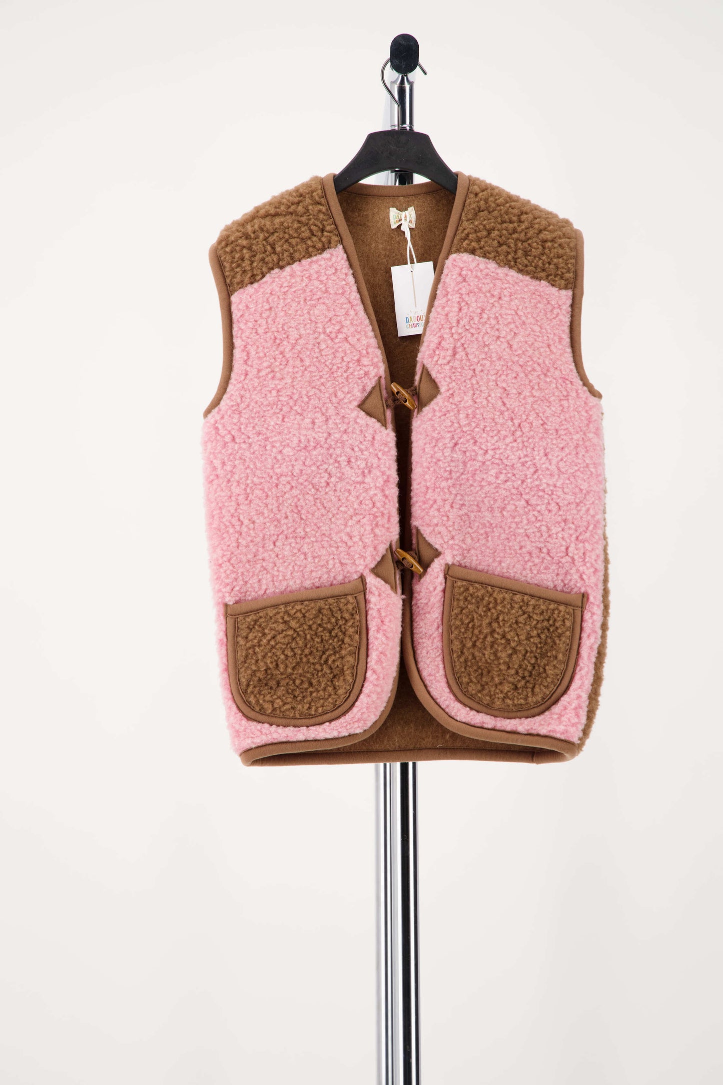 Gilets bicolore - 100% laine - marron / lila
