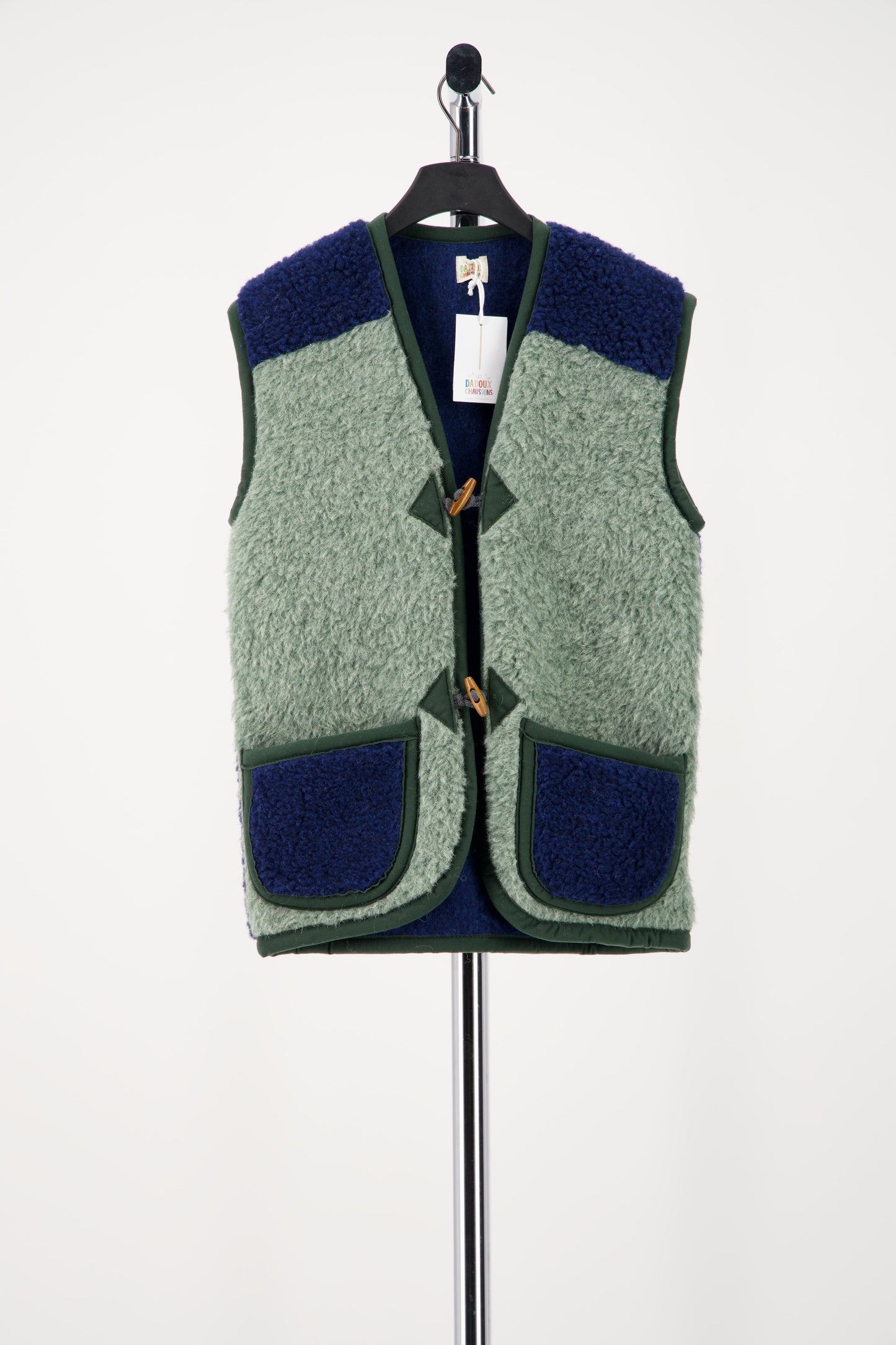 Gilets bicolore - 100% laine - vert / bleu