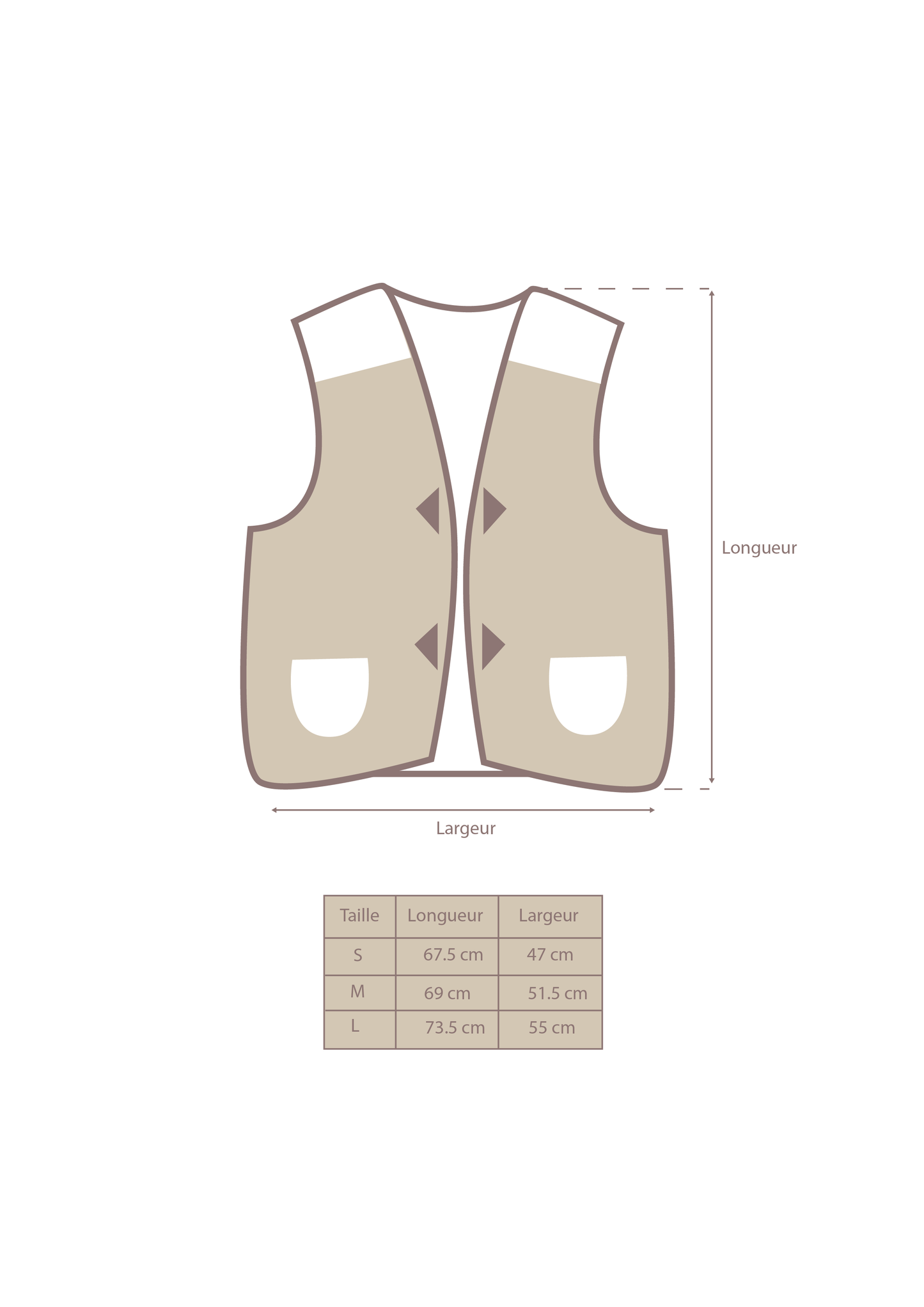 Gilets bicolore - 100% laine - beige / lila