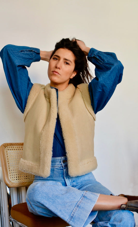Gilet peau lainée